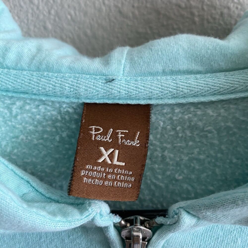 Vintage Y2K Paul Frank Blue Zip Jacket Hoodie Girl’s Size XL (fits Women Small) - Picture 3 of 10